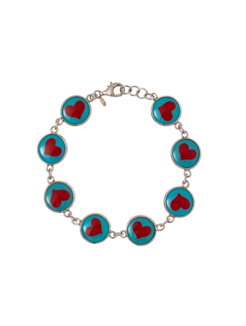 Pulseira Heart Max - Coração Vermelhos Fundo Azul