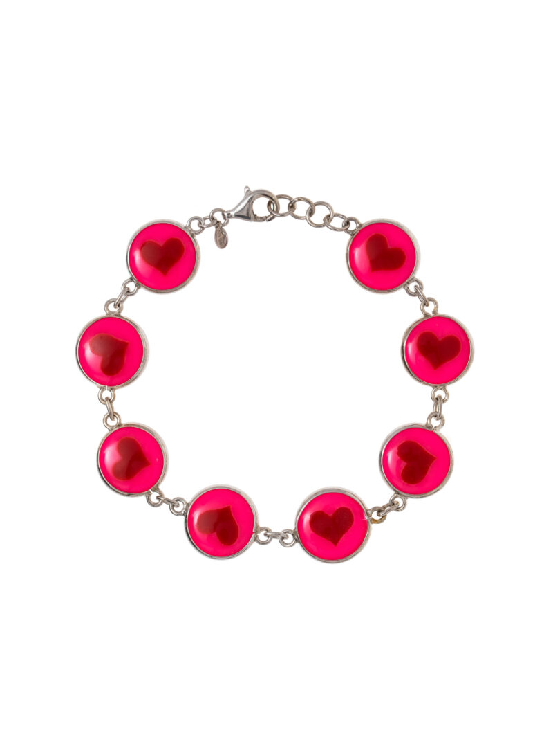 Pulseira Heart Max - Coração Vermelhos Fundo Rosa 2