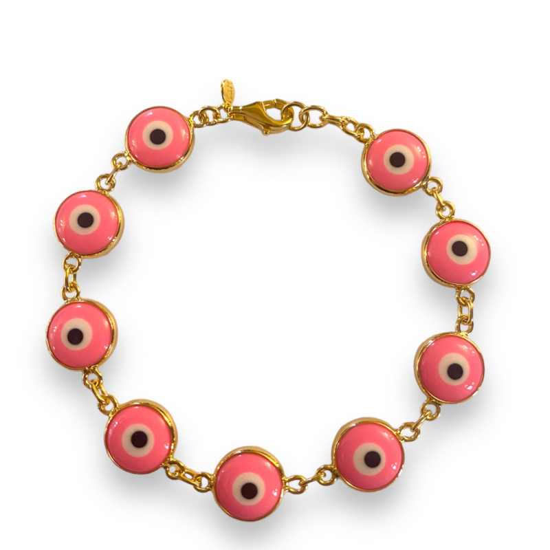 Pulseira Olho Grego Mini - Rosa Flúor